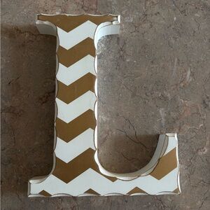 Gold and White Chevron Decorative Letter L